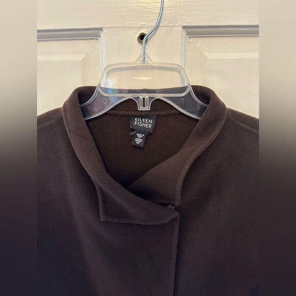 Eileen Fisher Doubleface Wool Cashmere Shawl Collar Coat Chocolate Brown Medium - Picture 4 of 6